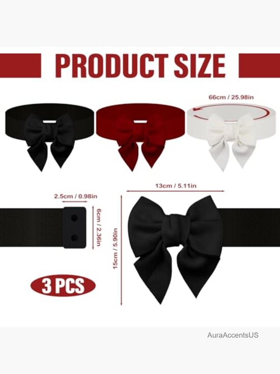 3 Pack Elastic Bow Belts Sash Cinch Wide Stretchy Waist Belt for Dresses main image 6